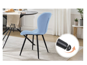 English Elm Blue Faux Leather Dining Chair Set of 4 with Metal Legs and Ergonomic Foam Seating D772113545