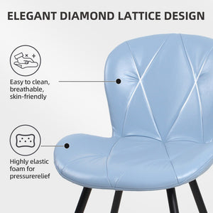 English Elm Blue Faux Leather Dining Chair Set of 4 with Metal Legs and Ergonomic Foam Seating D772113545