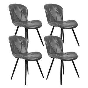 English Elm Grey Faux Leather Dining Chair Set of 4 with Ergonomic Support and Sturdy Metal Base D772113548