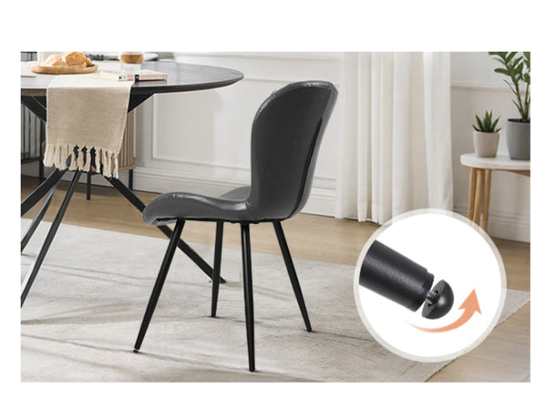 English Elm Grey Faux Leather Dining Chair Set of 4 with Ergonomic Support and Sturdy Metal Base D772113548