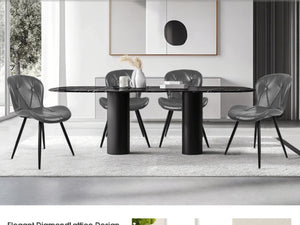 English Elm Grey Faux Leather Dining Chair Set of 4 with Ergonomic Support and Sturdy Metal Base D772113548