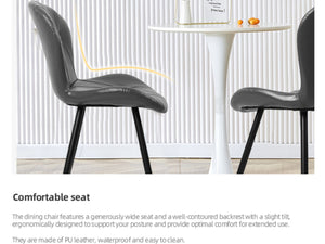 English Elm Grey Faux Leather Dining Chair Set of 4 with Ergonomic Support and Sturdy Metal Base D772113548