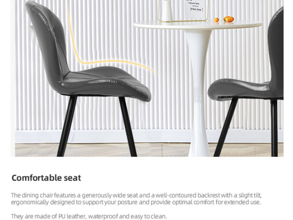 English Elm Grey Faux Leather Dining Chair Set of 4 with Ergonomic Support and Sturdy Metal Base D772113548