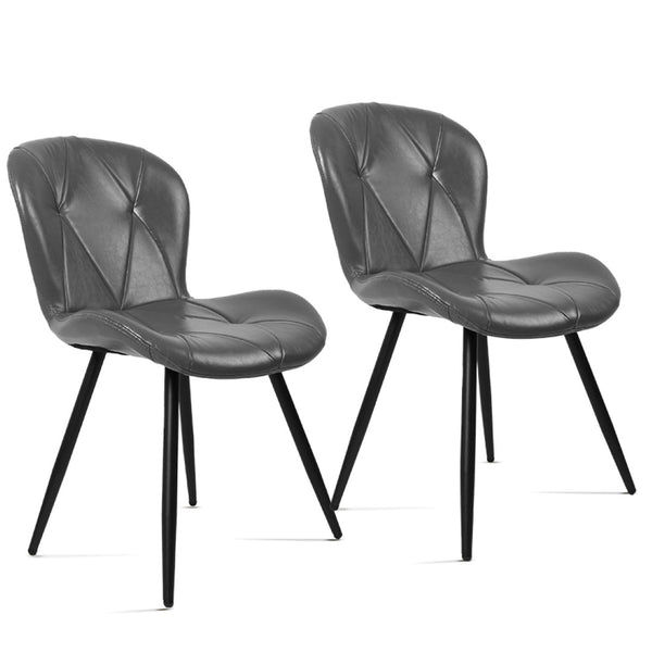 English Elm Grey Faux Leather Dining Chair Set of 4 with Ergonomic Support and Sturdy Metal Base D772113548