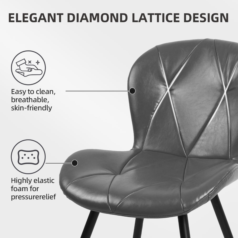 English Elm Grey Faux Leather Dining Chair Set of 4 with Ergonomic Support and Sturdy Metal Base D772113548