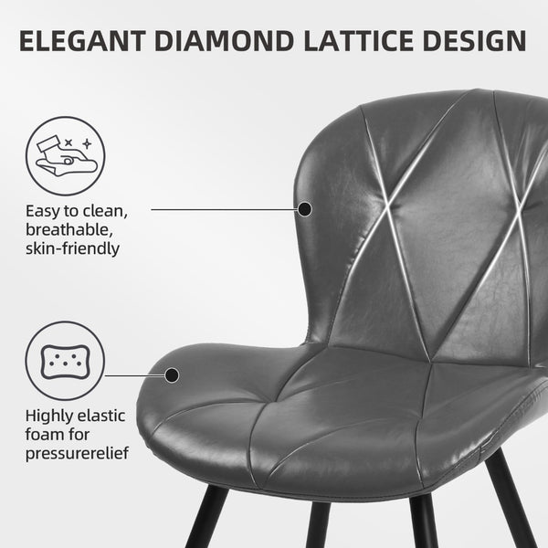 English Elm Grey Faux Leather Dining Chair Set of 4 with Ergonomic Support and Sturdy Metal Base D772113548