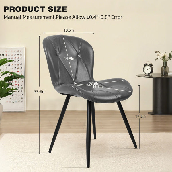 English Elm Grey Faux Leather Dining Chair Set of 4 with Ergonomic Support and Sturdy Metal Base D772113548