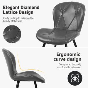 English Elm Grey Faux Leather Dining Chair Set of 4 with Ergonomic Support and Sturdy Metal Base D772113548