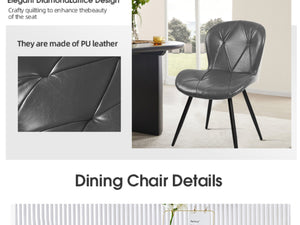 English Elm Grey Faux Leather Dining Chair Set of 4 with Ergonomic Support and Sturdy Metal Base D772113548