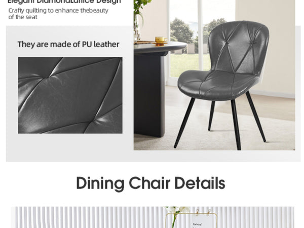 English Elm Grey Faux Leather Dining Chair Set of 4 with Ergonomic Support and Sturdy Metal Base D772113548