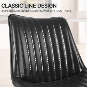 English Elm Ergonomic Pu Leather Dining Chairs with Rubberwood Base for Modern Homes Set of 4 D772114156