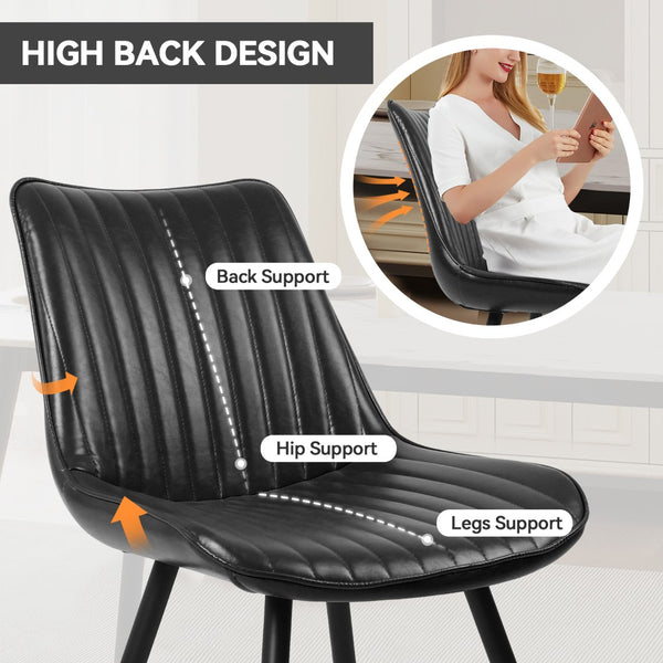 English Elm Ergonomic Pu Leather Dining Chairs with Rubberwood Base for Modern Homes Set of 4 D772114156