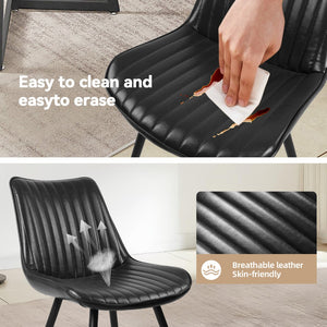 English Elm Ergonomic Pu Leather Dining Chairs with Rubberwood Base for Modern Homes Set of 4 D772114156