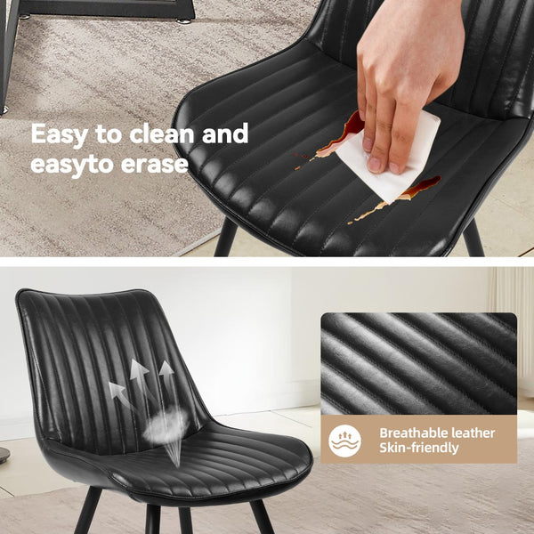 English Elm Ergonomic Pu Leather Dining Chairs with Rubberwood Base for Modern Homes Set of 4 D772114156