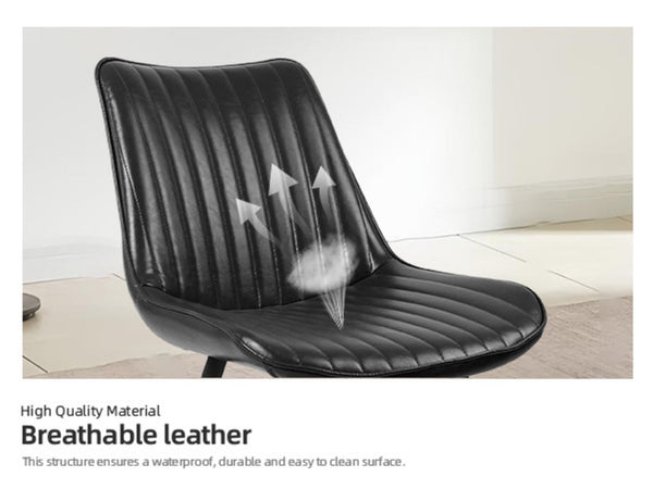 English Elm Ergonomic Pu Leather Dining Chairs with Rubberwood Base for Modern Homes Set of 4 D772114156