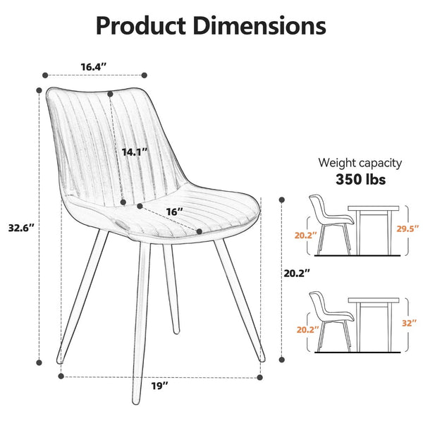 English Elm Ergonomic Pu Leather Dining Chairs with Rubberwood Base for Modern Homes Set of 4 D772114156