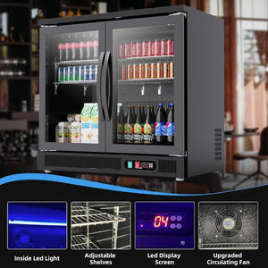 English Elm Back Bar Beverage Refrigerator 8.8 Cu Ft Glass Door Under Counter Commercial Cooler D858098808