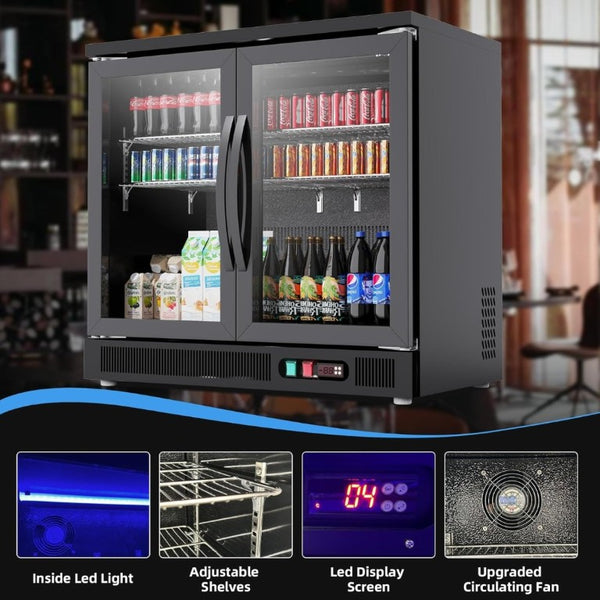 English Elm Back Bar Beverage Refrigerator 8.8 Cu Ft Glass Door Under Counter Commercial Cooler D858098808