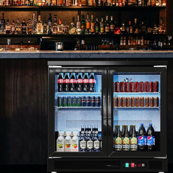 English Elm Back Bar Beverage Refrigerator 8.8 Cu Ft Glass Door Under Counter Commercial Cooler D858098808