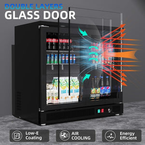 English Elm Back Bar Beverage Refrigerator 8.8 Cu Ft Glass Door Under Counter Commercial Cooler D858098808