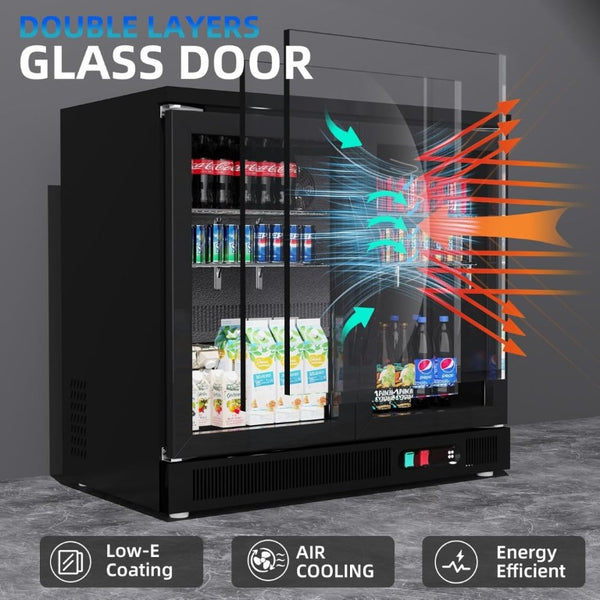 English Elm Back Bar Beverage Refrigerator 8.8 Cu Ft Glass Door Under Counter Commercial Cooler D858098808