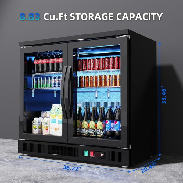 English Elm Back Bar Beverage Refrigerator 8.8 Cu Ft Glass Door Under Counter Commercial Cooler D858098808