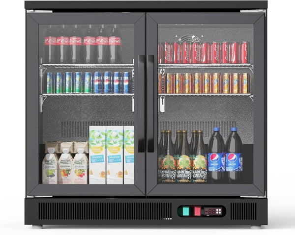 English Elm Back Bar Beverage Refrigerator 8.8 Cu Ft Glass Door Under Counter Commercial Cooler D858098808