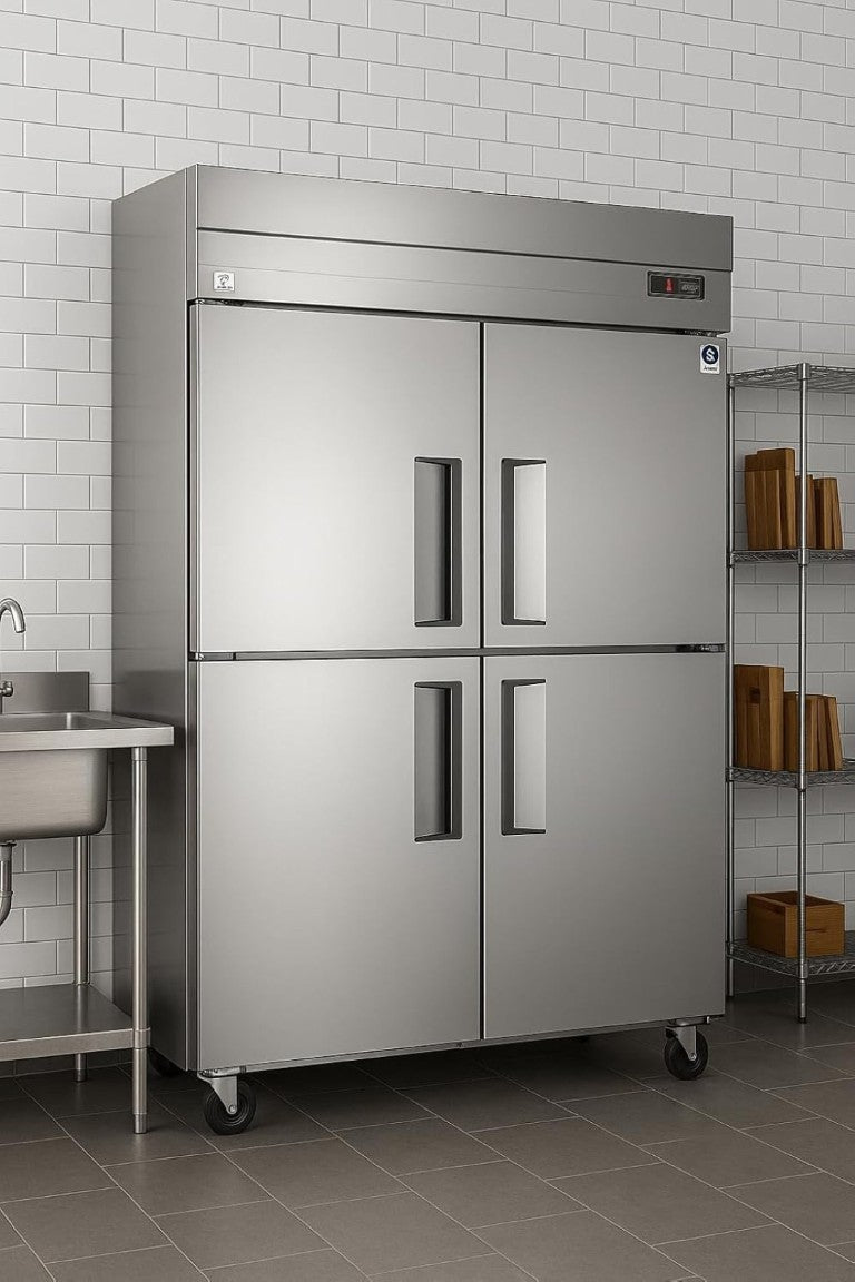 English Elm 48 Inch Stainless Steel Upright Reach in Commercial Refrigerator with LED Auto Defrost D858098810