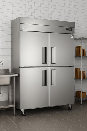 English Elm 48 Inch Stainless Steel Upright Reach in Commercial Refrigerator with LED Auto Defrost D858098810