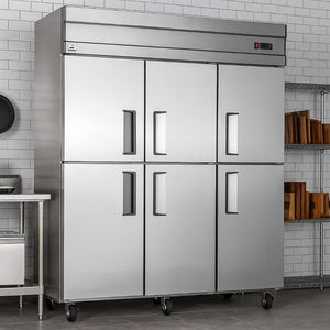 English Elm 71 Inch Stainless Steel Reach in Refrigerator 49 Cu Ft Fan Cooled Commercial Unit D858098811