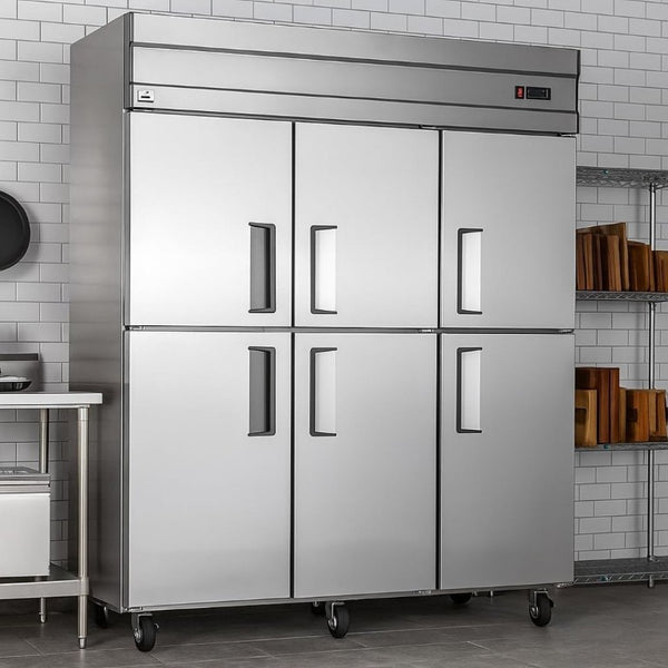 English Elm 71 Inch Stainless Steel Reach in Refrigerator 49 Cu Ft Fan Cooled Commercial Unit D858098811