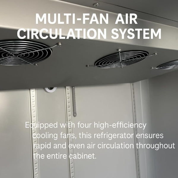 English Elm 71 Inch Stainless Steel Reach in Refrigerator 49 Cu Ft Fan Cooled Commercial Unit D858098811