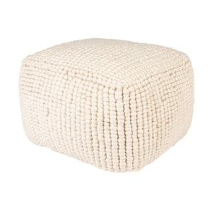 Rowena Interiors New Zealand Wool Cotton Blend Square Pouf Neutral Organic Texture Bohemian Farmhouse Natural DA6457