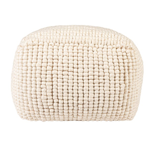 Rowena Interiors New Zealand Wool Cotton Blend Square Pouf Neutral Organic Texture Bohemian Farmhouse Natural DA6457