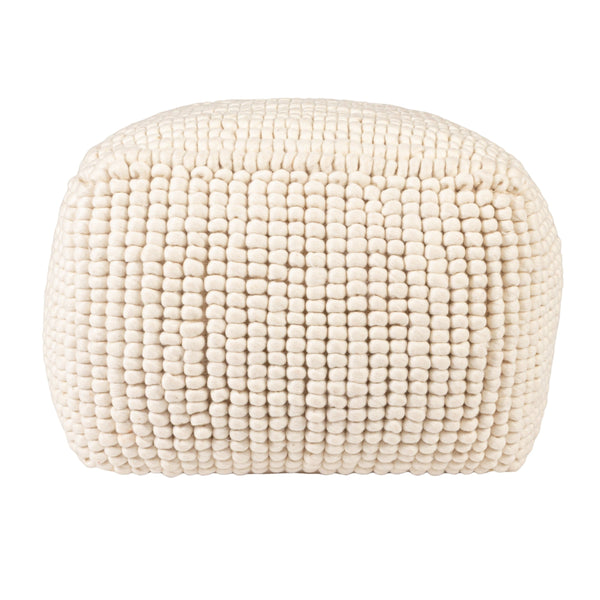 Rowena Interiors New Zealand Wool Cotton Blend Square Pouf Neutral Organic Texture Bohemian Farmhouse Natural DA6457