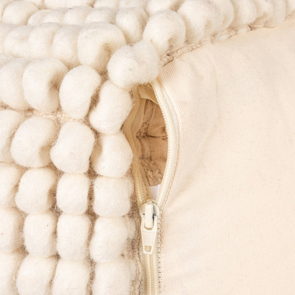 Rowena Interiors New Zealand Wool Cotton Blend Square Pouf Neutral Organic Texture Bohemian Farmhouse Natural DA6457
