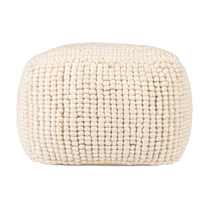 Rowena Interiors New Zealand Wool Cotton Blend Square Pouf Neutral Organic Texture Bohemian Farmhouse Natural DA6457