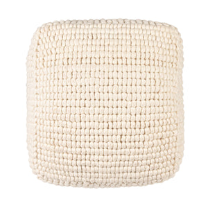 Rowena Interiors New Zealand Wool Cotton Blend Square Pouf Neutral Organic Texture Bohemian Farmhouse Natural DA6457