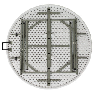 English Elm Freeman 4-Foot Round Bi-Fold Folding Table – Durable, Portable, Stain Resistant with Carry Handle DAD-122RZ-GG