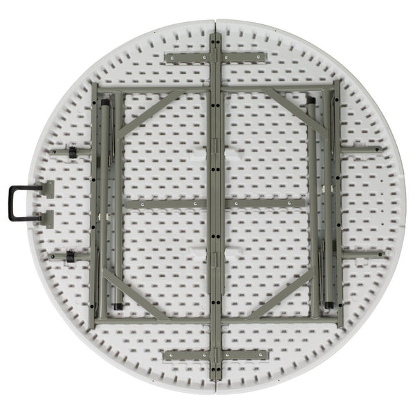 English Elm Freeman 4-Foot Round Bi-Fold Folding Table – Durable, Portable, Stain Resistant with Carry Handle DAD-122RZ-GG