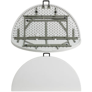 English Elm Freeman 4-Foot Round Bi-Fold Folding Table – Durable, Portable, Stain Resistant with Carry Handle DAD-122RZ-GG