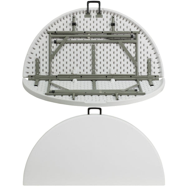 English Elm Freeman 4-Foot Round Bi-Fold Folding Table – Durable, Portable, Stain Resistant with Carry Handle DAD-122RZ-GG