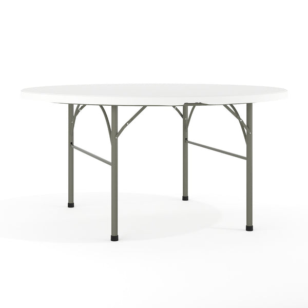 English Elm Scarborough 5-Foot Round Folding Table - Durable, Portable, Easy-Clean Surface for Events & Home Use DAD-154Z-GG