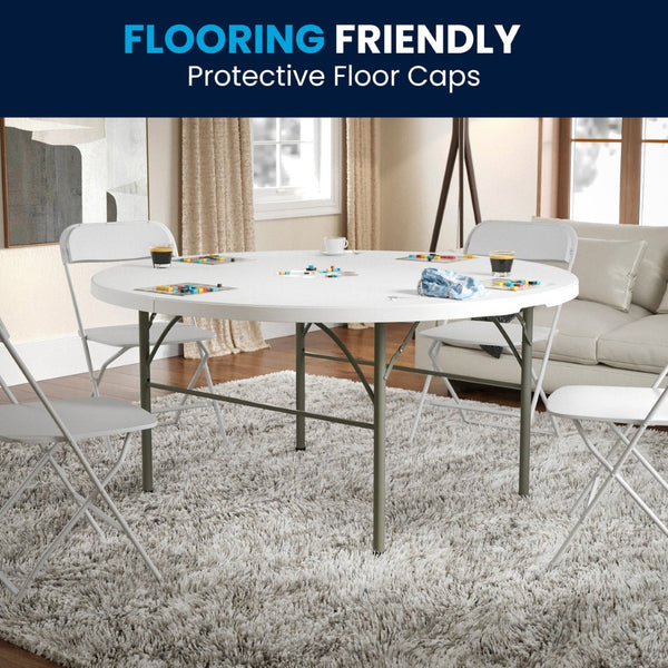 English Elm Scarborough 5-Foot Round Folding Table - Durable, Portable, Easy-Clean Surface for Events & Home Use DAD-154Z-GG