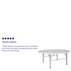 English Elm Stonewall 6-Foot Round Folding Table - Durable, Portable, Water-Resistant for Events & Gatherings DAD-183RZ-GG