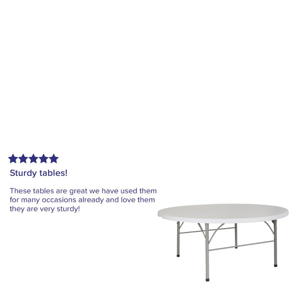 English Elm Stonewall 6-Foot Round Folding Table - Durable, Portable, Water-Resistant for Events & Gatherings DAD-183RZ-GG