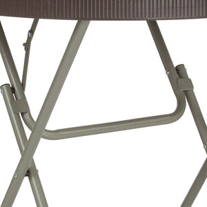 English Elm Trellis 2.6-Foot Round Brown Rattan Folding Table - Stylish, Durable, and Perfect for Any Space! DAD-FT-80R-GG