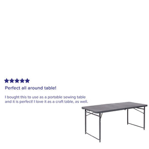 English Elm Mills 4-Foot Height Adjustable Bi-Fold Folding Table for Indoor/Outdoor Use with Carrying Handle Dark Gray 23.5"W x 48.25"L DAD-LF-122Z-DG-GG