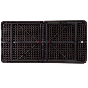 English Elm Mills 4-Foot Height Adjustable Bi-Fold Folding Table for Indoor/Outdoor Use with Carrying Handle Brown 23.5"W x 48.25"L DAD-LF-122Z-GG