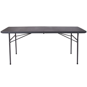 English Elm Elijah 6-Foot Portable Bi-Fold Folding Table with Carrying Handle for Easy Setup and Storage Dark Gray 30"W x 72"L DAD-LF-183Z-DG-GG